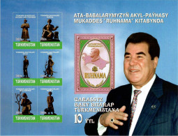 Turkmenistan 2001.10 Years Of Independence (President Niyazov, Turkmen Khans , The Book RUHNAMA ) . S/S. Michel # Bl 19 - Turkmenistan