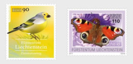 Liechtenstein 2022 Bird And Butterfly Set Of 2 Overprinted Stamps - Neufs