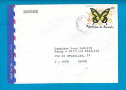 Burundi Vlinder Van Afrika Omslag Naar Namur (België) UNG - Briefe U. Dokumente