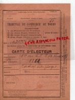 37- TOURS- ELECTION PRESIDENT TRIBUNAL COMMERCE- NEUVY LE ROI-10 DECEMBRE 1908- CHEMINS DE FER M. RENARD RARE - Documenti Storici