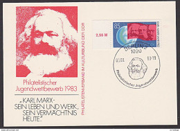 MC DDR Maxkarte 1983 Philatelistischer Jugendwettbewerb "Karl-Marx Sein Leben Und Werk, Sein Vermächtnis" - Maximumkarten (MC)