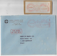 Portugal 1979 Espirito Santo Bank Cover Terreiro Do Paço To Brazil Meter Stamp Pitney Bowes-GB 5000 + Telefunken Mark - Covers & Documents