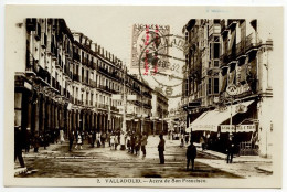 Spain 1932 RPPC Postcard Valladolid - Acera De San Francisco; Scott 479 - 5c. King Alfonso XIII Overprinted - Valladolid