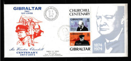 " CHURCHILL" Sur Enveloppe 1er Jour Grand Format De Gibraltar De 1975. Parfait état. FDC - Sir Winston Churchill