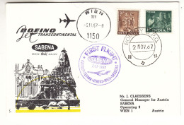 Inde - Lettre De 1967 - Oblit Bombay - 1 Er Vol Sabena Bombay Teheran Athens Wien Bruxelles - - Brieven En Documenten