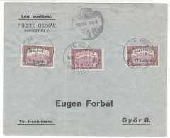 1920 Hungary Air Mail Multifranked Cover, Letter. LEGI POSTA. Budapest, Gyor. Overprint Stamps. (G13c259) - Lettres & Documents