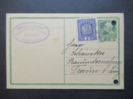 Österreich 1916 GA Franz Joseph Mit Zusatzfrankatur Kaiserkrone Abs. Stempel Johann Seebacher Holzhandlung Schladming - Andere & Zonder Classificatie