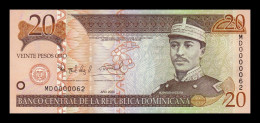 República Dominicana 20 Pesos Oro 2004 Pick 169d Low Serial 62 Sc Unc - Dominicaine