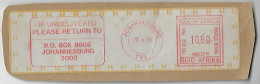 South Africa 1990 Cover Fragment Meter Stamp Hasler Slogan With Label From Johannesburg - Lettres & Documents