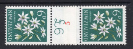 New Zealand 1960-66 Pictorials - Coil Pairs - 6d Clematis - 5 - HM - Neufs