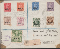 387 Occupazione Straniera Delle Colonie - Storia Postale  1.1.1943 - Raccomandata Affrancata Con Serie Completa M.E.F N. - Britische Bes. MeF