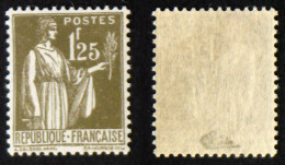 N° 287 1,25F Olive PAIX Neuf N** TB Cote 215€ Signé Calves - 1932-39 Paix