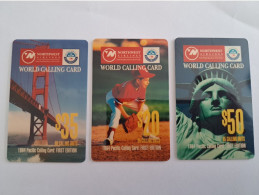 USA   PREPAID/LDDS COMM/ SERIE 3 CARDS$20,$35,$50,- NORTHWEST AIRLINES/KLM /FIRST EDITION /   FINE USED    **13380** - [2] Tarjetas Con Chip