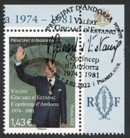 ANDORRA ANDORRE (2022) Valéry Giscard D'Estaing Visita Copríncep D'Andorra, Président Repúblique, Premier Jour - Used Stamps