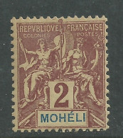 Mohéli N° 2 X  Type Groupe : 2 C. Liolas-brun Sur Paille Trace De Charnière Sinon TB - Unused Stamps