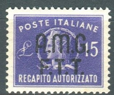 TRIESTE A 1949 RECAPITO AUTORIZZATO 15 L. ** MNH CENTRATO - Express Mail