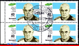 Ref. BR-1214-QC BRAZIL 1972 - VISIT ALEJANDRO A.LANUSSE,PRESIDENT ARGENTINA, CANCELED 1ST DAY, FAMOUS PEOPLE 4V Sc# 1214 - Gebruikt