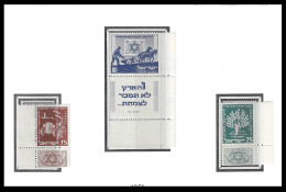 Israel, 1951, National Fund, FULL TABS RARE 50th Anniversary, Y.T. 46/48 MNH ** Postfris** Very Fine - Neufs (avec Tabs)