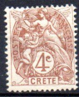 Crete: Yvert N° 4*; Type "Blanc"; Charnière Forte - Neufs