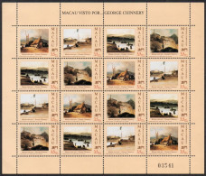 Macau, 1994, Chinnery Paintings, Art, MNH Sheet, Michel 748-751 - Blocs-feuillets