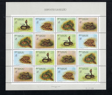 Macau, 1989, Snakes, Reptiles, Animals, Philexfrance, MNH Sheet, Michel 620-623 - Blocs-feuillets