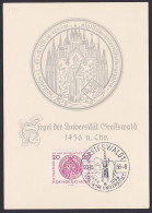 MC DDR 543 20 Pf Greifswald 500 Jahre Universität 1956, Maximumkarte, Gedenkblatt - Cartes-Maximum (CM)