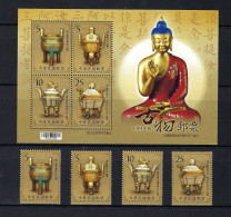 Taiwan 2010 S#3968-3971a Ancient Chinese Art Treasures Set+M/S MNH Buddhism Treasure - Unused Stamps