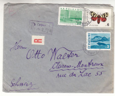 Bukgarie - Lettre Recom De 1964 ° - GF  - Oblit Sofia - Exp Vers Clarens Montreux - Insectes - - Lettres & Documents