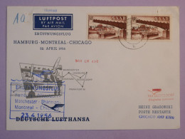 BS17  SAAR  BELLE LETTRE 1956 1ER VOL  HAMBURG A  CHICAGO USA   + AFFR. PLAISANT++ ++ - Airmail