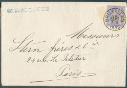 N°48 - 25 Centimes Bleu S/rose Obl. Sc BRUXELLES Sur Lettre Du 24 Septembre 1885 Vers Paris.  Splendide -  21077 - 1884-1891 Leopold II