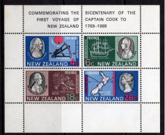 New Zealand 1969 Bicentenary Of Captain Cook's Landing MS HM (SG MS910) - Unused Stamps