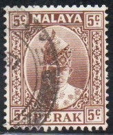 MALAYA PERAK MALESIA 1938 1941 1939 SULTAN ISKANDAR 5c USED USATO OBLITERE' - Perak