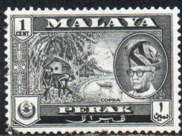 MALAYA PERAK MALESIA 1957 1961 PORTRAIT OF SULTAN YUSSUF IZZUDIN SHAH COPRA 1c  USED USATO OBLITERE' - Perak