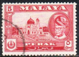 MALAYA PERAK MALESIA 1957 1961 PORTRAIT OF SULTAN YUSSUF IZZUDIN SHAH MOSQUE 5c USED USATO OBLITERE' - Perak