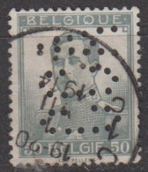 Belgique Perforé  C.C.A.   50c Gris  Albert 1er   Type 1912-1913    Scan Recto-verso    Oblitéré Le 1 VII 1914 - 1909-34