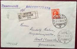 Sa.11 1929 2,50L 1930 Lettera Rara (Vatican Rare Single Franking First Issue Cover, Vaticano Italia Italy - Brieven En Documenten