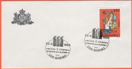 SAN MARINO - 1985 - 450 Scuola E Filatelia-La Scienza + Annullo "Evviva Il Cinema" Ritratto All'Autore - Ufficio Filatel - Lettres & Documents