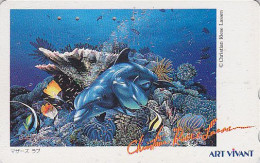 TC JAPON / 110-011 / Série Peinture RIESE LASSEN - ANIMAL DAUPHIN & Poisson Corail - DOLPHIN JAPAN Pc  BE 04 B - Delfini