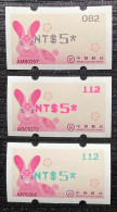 Complete 3 Colors ATM Frama Stamp-Taiwan 2023 Year Auspicious Hare Rabbit New Year Unusual - Neufs