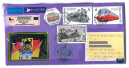 Czech Republic Cover With Train & Airplane Stamps Sent To Peru - Lettres & Documents