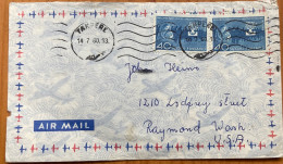 FINLAND 1960, COVER USED TO USA, REFUGEES & SYMBOL, 2 STAMP, TAMPERE CITY,  DUPLEX WAVY CANCEL. - Covers & Documents