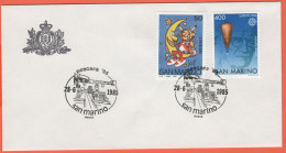 SAN MARINO - 1985 - 50 Scuola E Filatelia-L'universo + 400 Europa Cept + Annullo Pescara '85 - Ufficio Filatelico Di Sta - Lettres & Documents