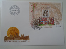 ZA443.42  Hungary  - FDC  Cover -  1996   Stamp Exhibition  69 Stampday  On FDC Mi.  B 235 - Covers & Documents