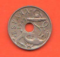 Spagna 50 Centimos 1949  (1953 In The Star ) Spain España Nickel Coin - 50 Céntimos