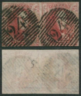 Médaillon - N°5 En Paire (3 Marges, Au Filet En Bas) Obl P24 Bruxelles. Superbe - 1849-1850 Medaillen (3/5)