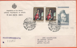 SAN MARINO - 1982 - 2 X 250 Natale-Andrea Del Sarto + 550 Bimillenario Della Morte Di Virgilio + Annullo Leonardo A Mila - Lettres & Documents