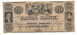 U.S.A. CANAL BANK NEW ORLEANS LOUISIANA 20 DOLLARS 1850 - Devise De La Confédération (1861-1864)