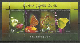 Turkey; 2009 World Environment Day (Butterflies) - Unused Stamps