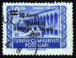 Türkiye 1957 Mi 1530 Surcharged Stamp For Istanbul Philatelic Exhibition, Building - Gebraucht
