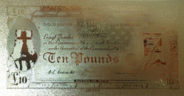 Billet Plaqué Or 24K Commonwealth Australien Banknote 10 Pounds  UNC - Specimen